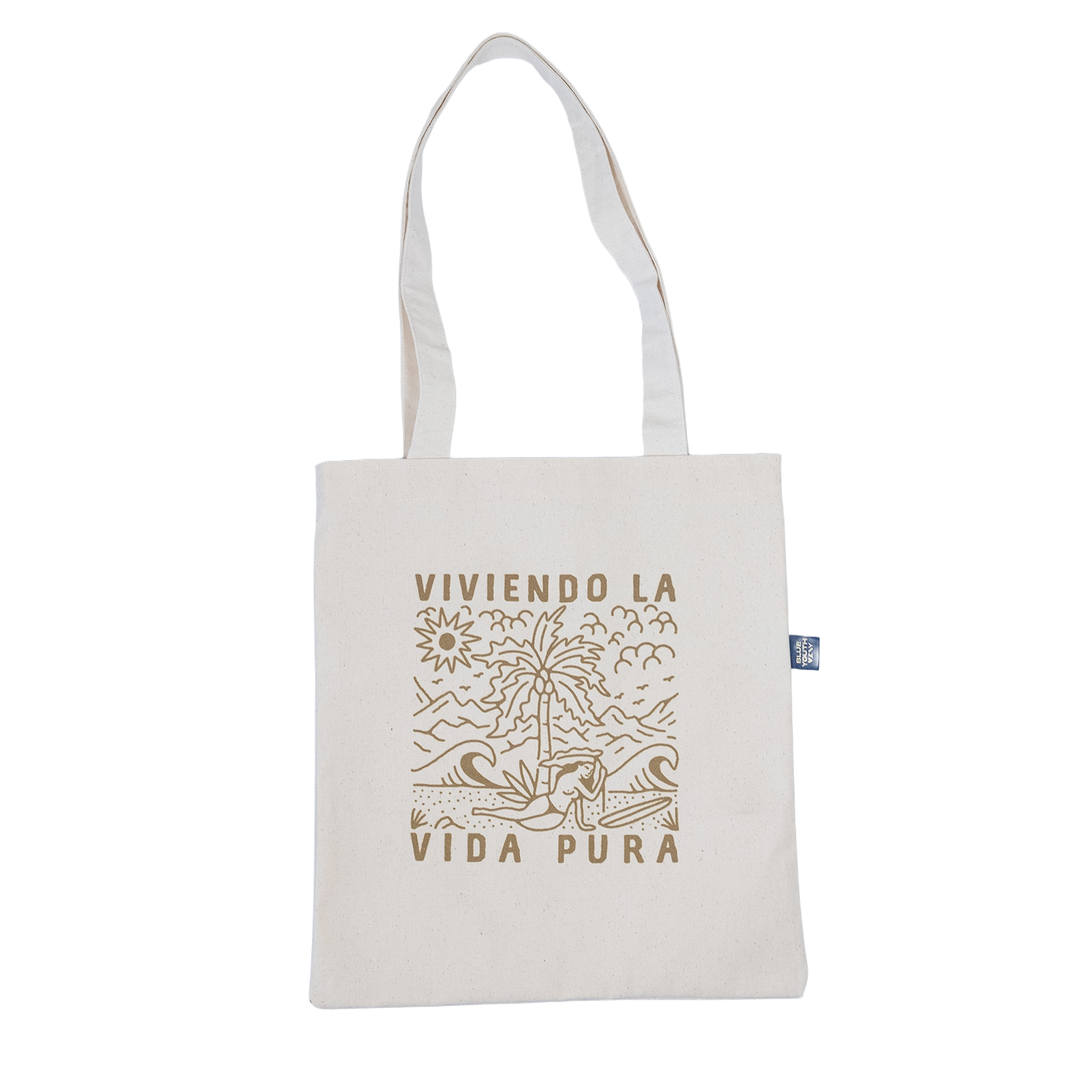 tote bag vivinedo la vida pura color crema