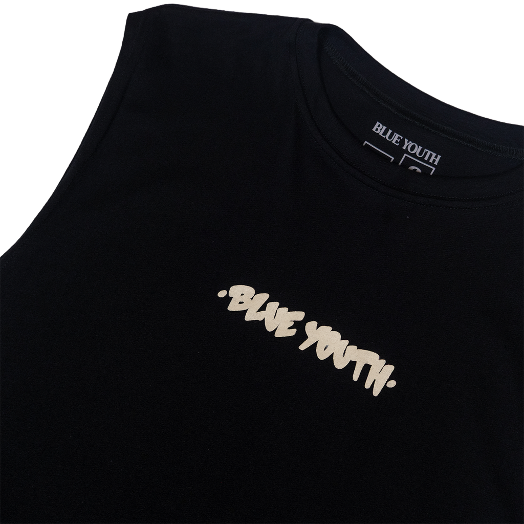 Camiseta sin mangas con diseño de la tienda de ropa Blue Youth