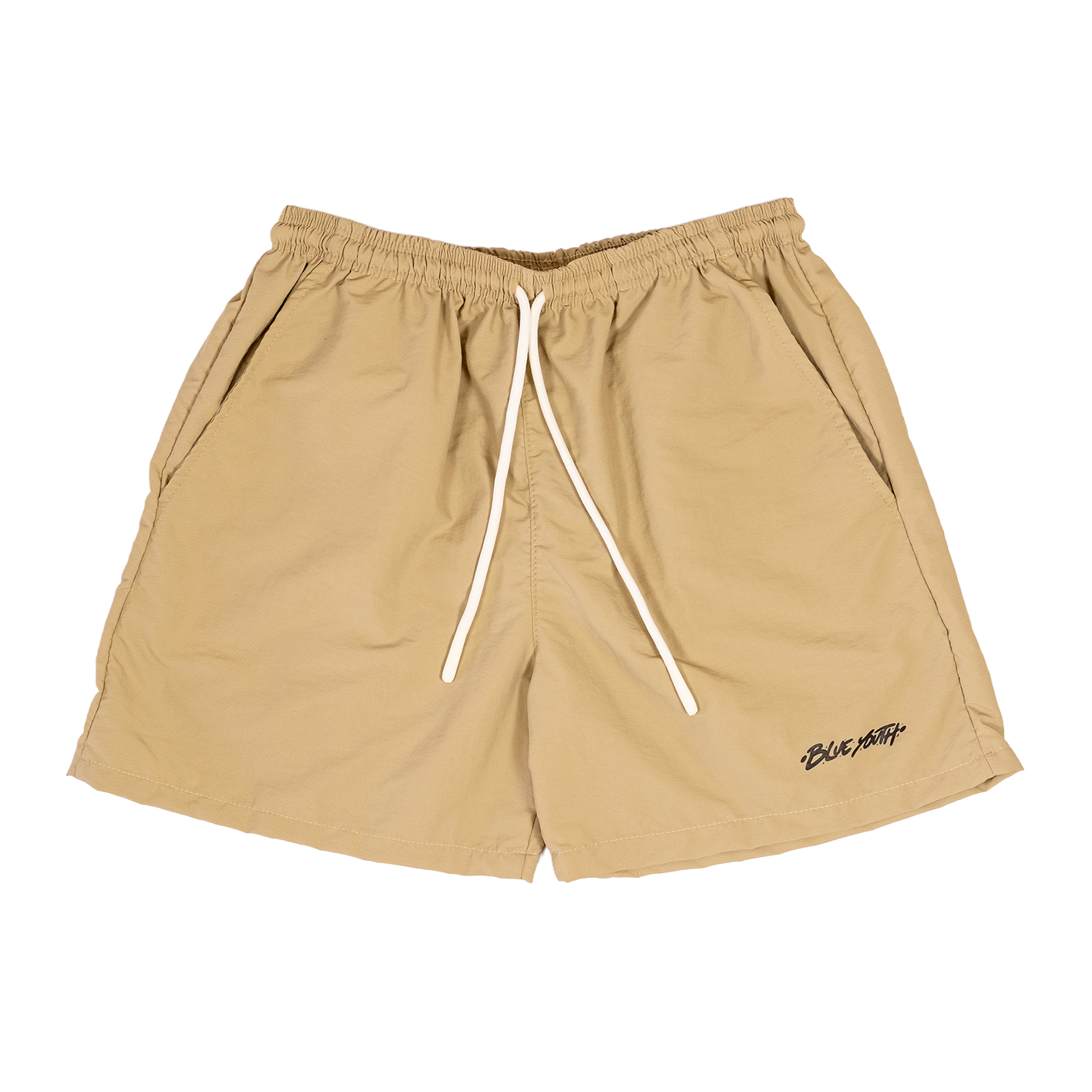 Short deportivo color beige de nylon con bolsillos y cordón, Blue Youth Active.