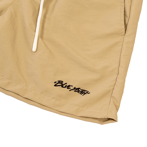 Short deportivo color beige de nylon con bolsillos y cordón, Blue Youth Active.