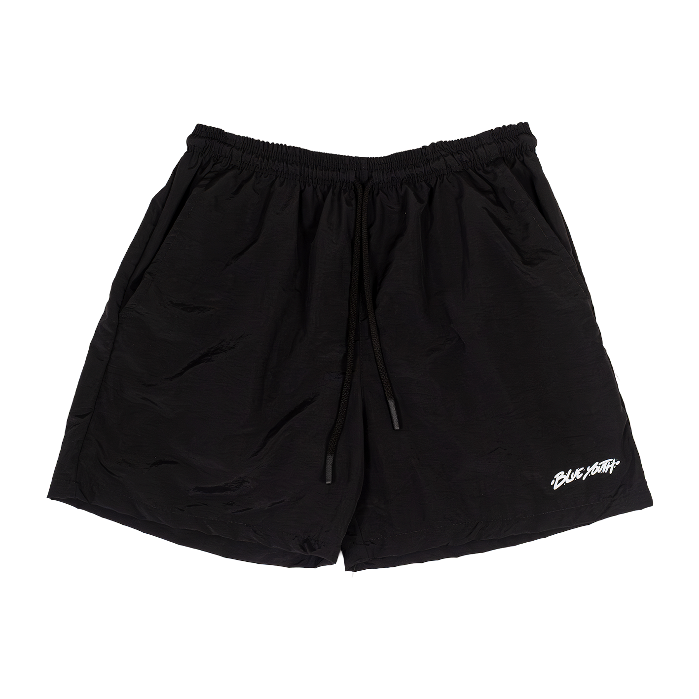 Short negro de nylon deportivo, ideal para gimnasio, playa o mar, Blue Youth Active.