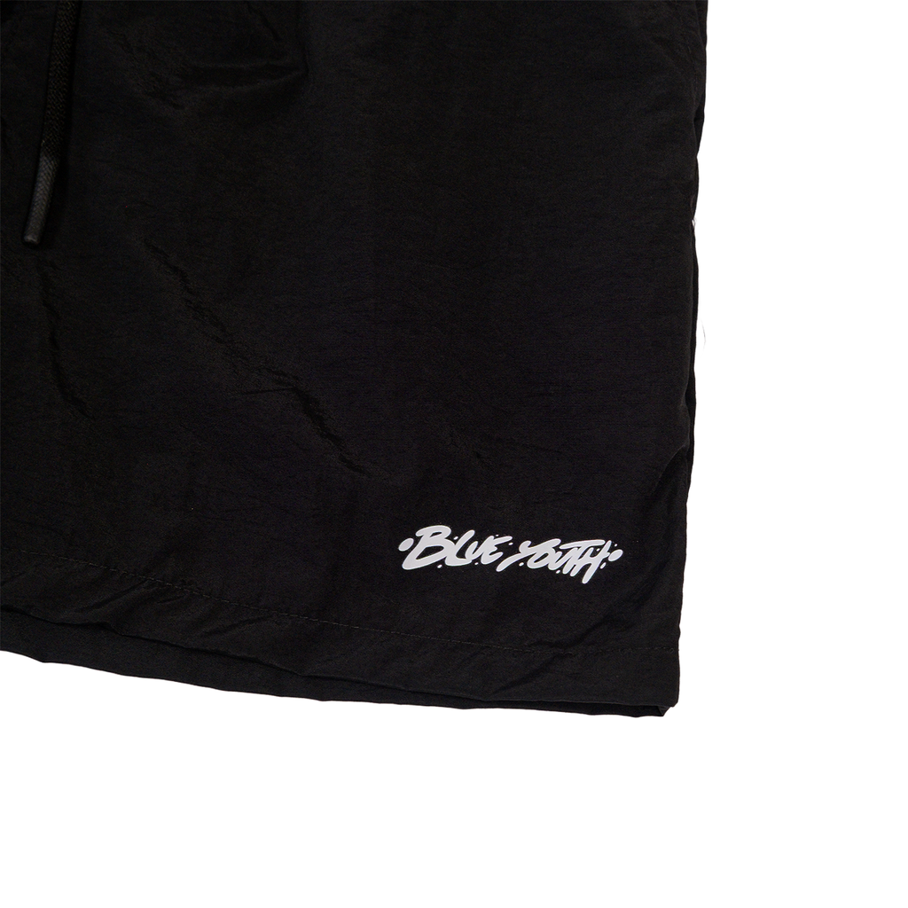 Short negro de nylon deportivo, ideal para gimnasio, playa o mar, Blue Youth Active.