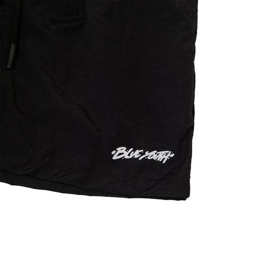 Short negro de nylon deportivo, ideal para gimnasio, playa o mar, Blue Youth Active.